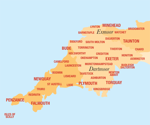 Devon+england+map